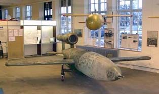 En tysk V1 robot utställd på Robotmuseet i Arboga